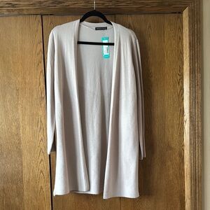 Cream Cardigan Sweater Open Front Lightweight Knit